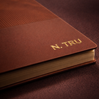 Gold foil personalised name on brown leather A5 journal by GOTSENT