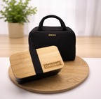 Personalised lunch box set with insulated bag. Personalised lunch bag with gold foil stamp by GOTSENT.