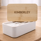 Personalised name on bamboo lid white lunch box
