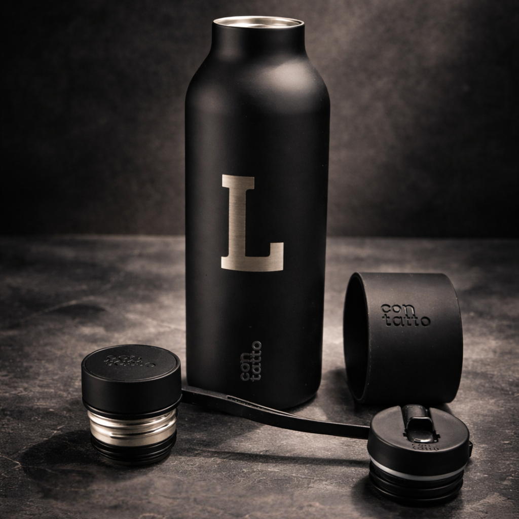 Personalised name stainless steel Con-tatto water bottle by GOTSENT